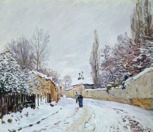 Camino bajo la Nieve, cerca de Louveciennes, 1876 de Alfred Sisley